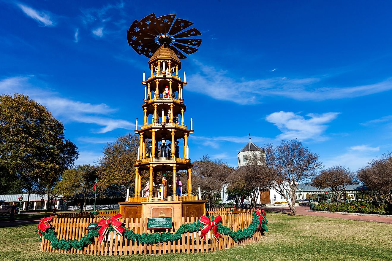 The German Christmas Pyramid in Fredericksburg, Texas. Image credit Moab Republic via Shutterstock