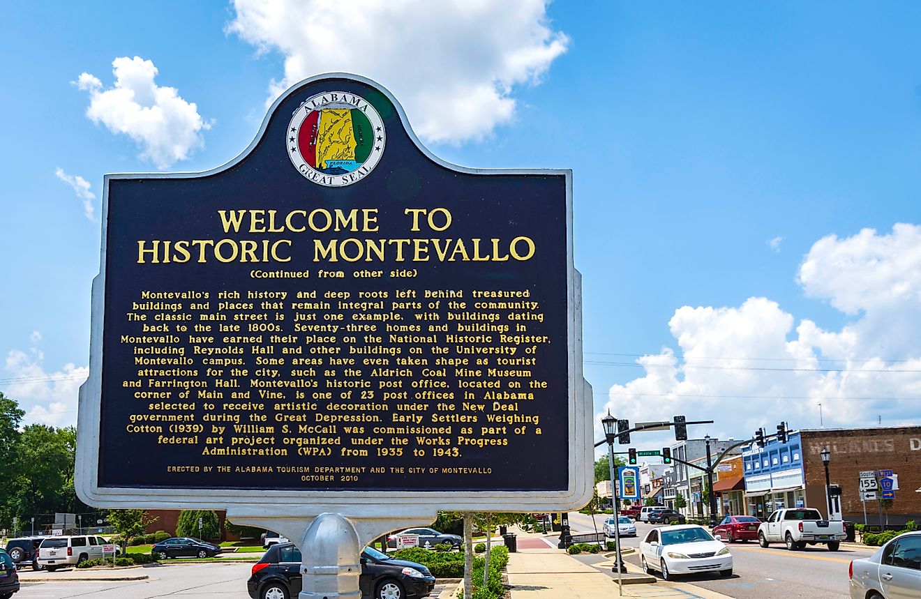 Downtown historic Montevallo, Alabama.