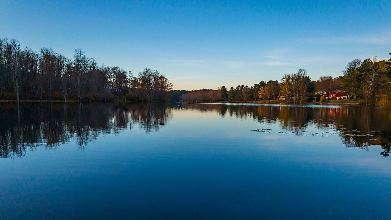 View of Sabattus Pond near Lisbon in Maine.