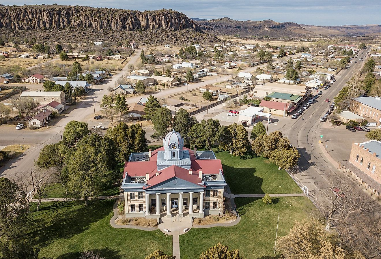 Aerial view of the Courthouse in Fort Davis, Texas.
