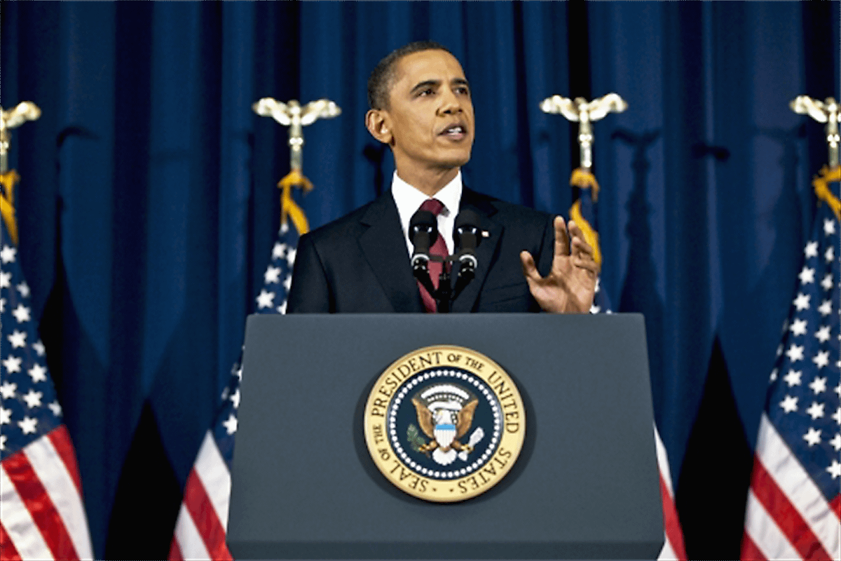 President Barack Obama delivers an address at the National Defense University in Washington, D.C., March 28, 2011. Image credit: www.af.mil