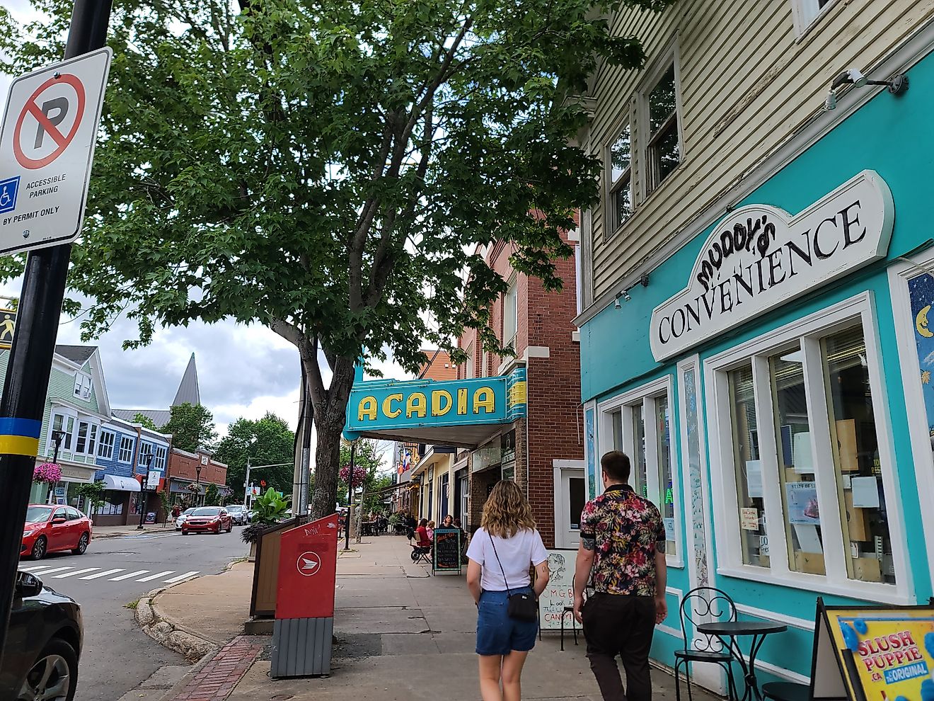 Main Street of Wolfville, Nova Scotia. Image credit Patrick Hatt via Shutterstock.com.