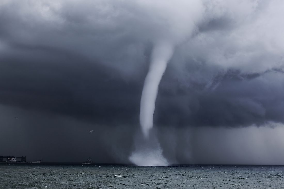 Waterspouts form over water bodies such as lakes, seas, and harbors. 