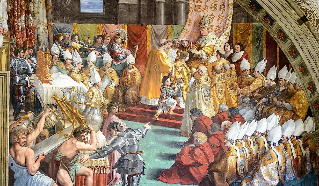 Coronation of Charlemagne in Vatican Museum, Rome, Italy. Editorial credit: Viacheslav Lopatin / Shutterstock.com