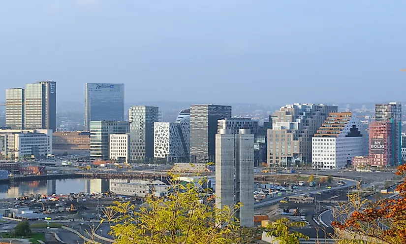 Skyline of downtown Oslo Norway.