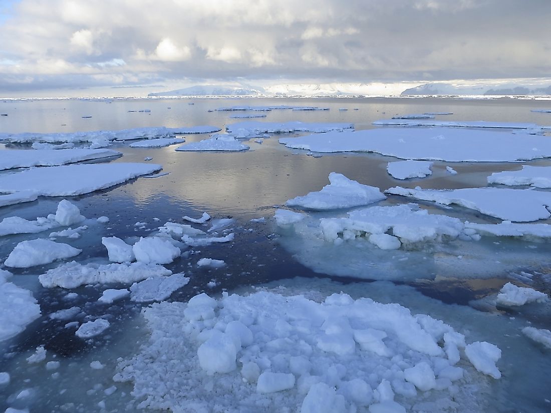 Blue ice in the Ross Sea. The Ross Sea is one of the marginal seas of the Southern Ocean. 