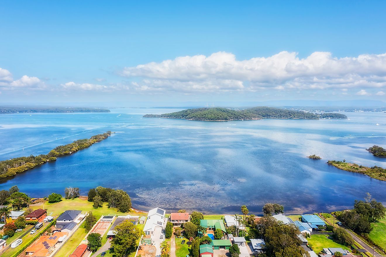 Lakeshore of Lake Macquarie in Swansea regional community town on Pacific coast. 