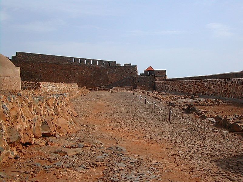 Remnants of the Ruins of the 16th Century Fort Real de São Filipe in Cidade Velha, Cabo Verde.