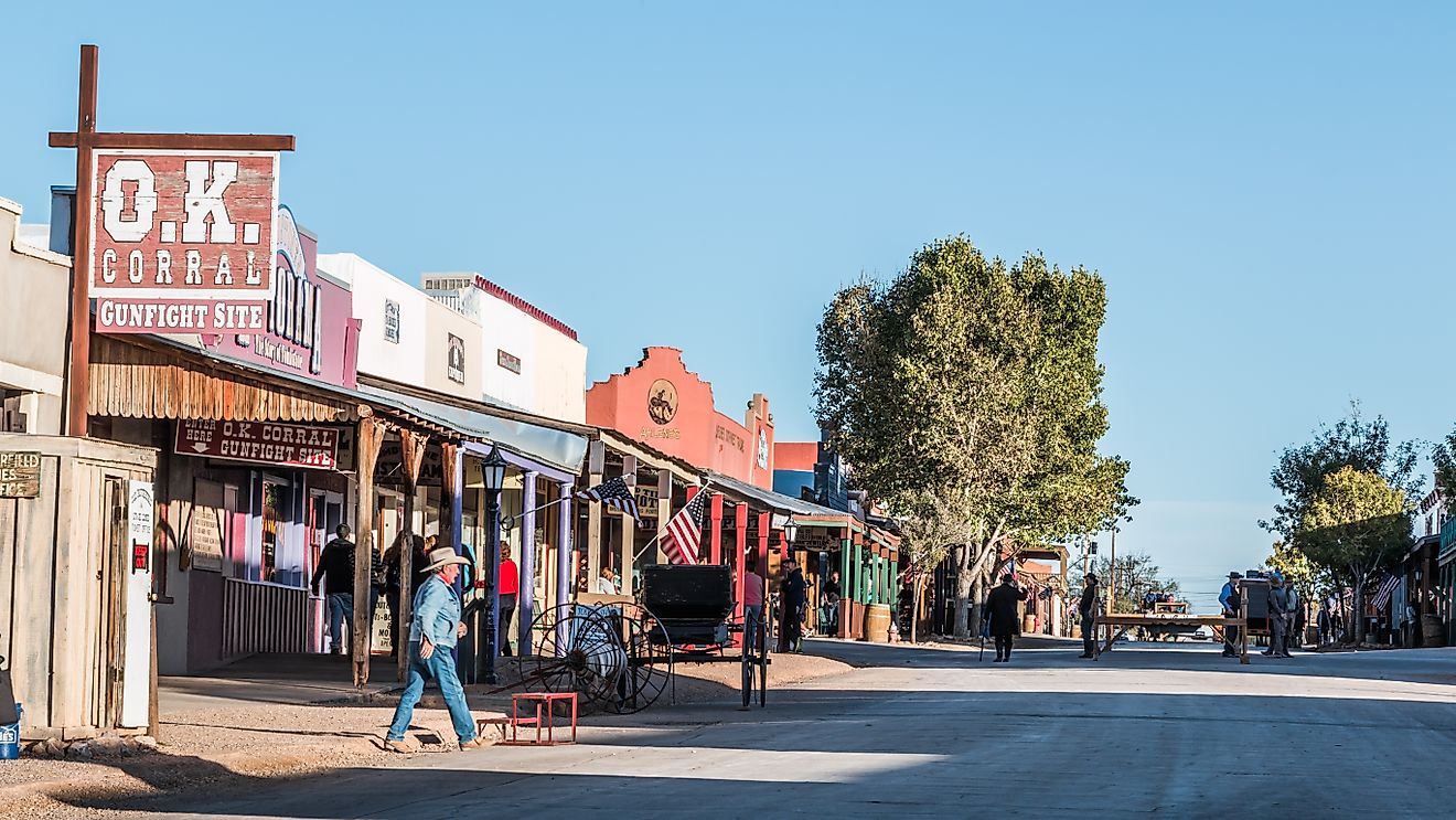 Looking down Allen Street in historic Tombstone, Arizona. Editorial credit: Atomazul / Shutterstock.com