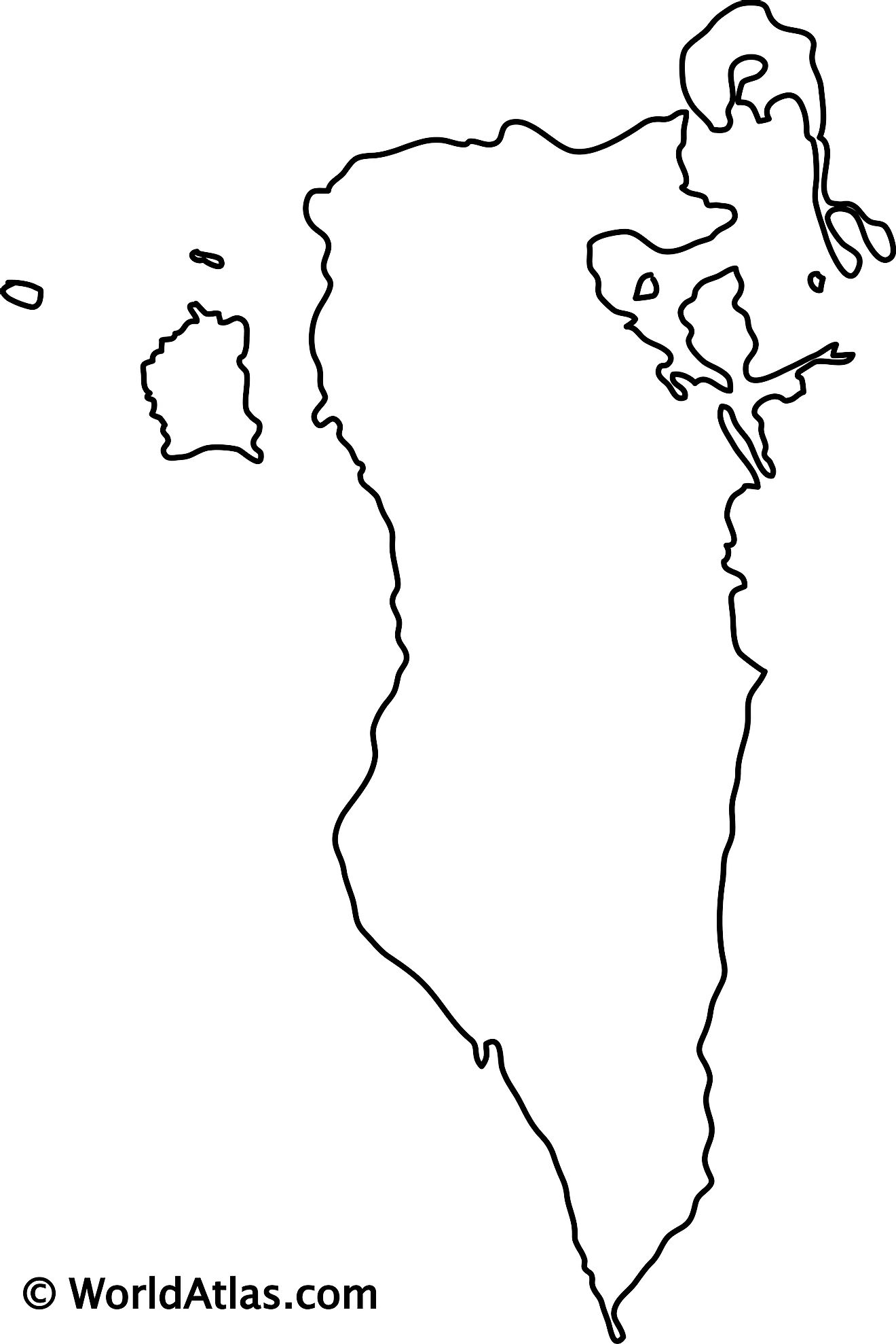 Mapa de contorno en blanco de Bahrein