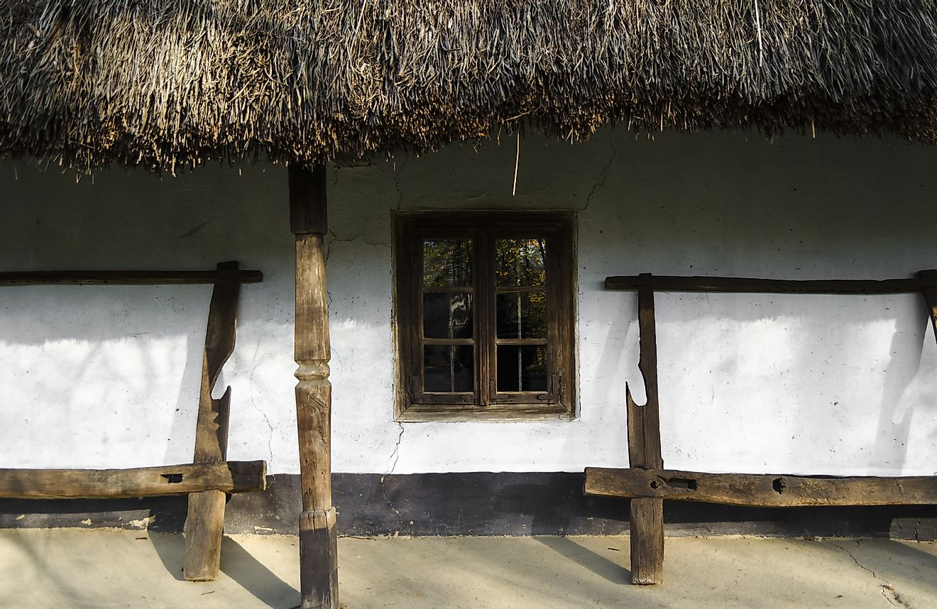 A traditional home in the Dimitri Gusti Village Museum in Bucharest, Romania.