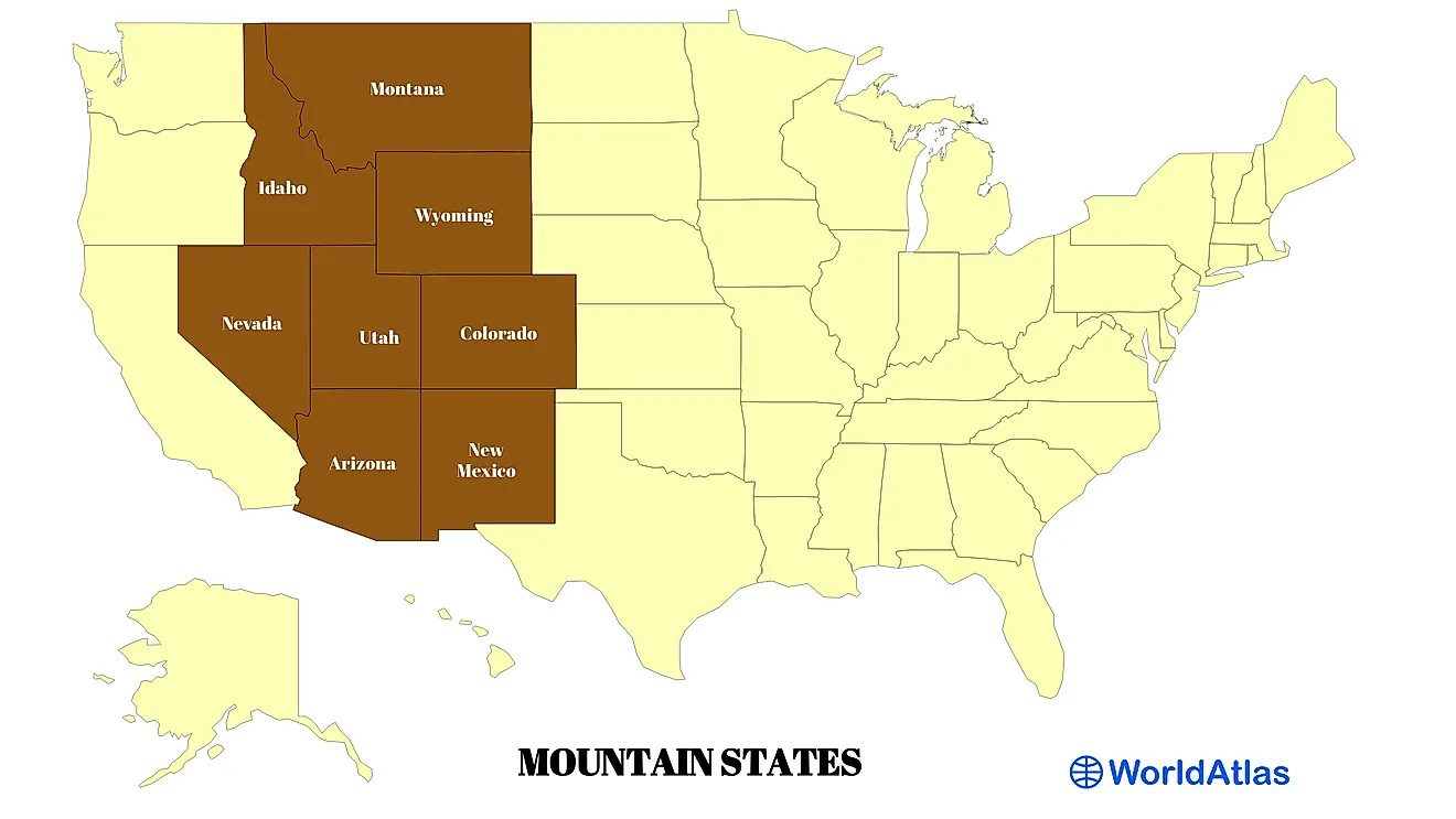 The 8 Mountain States of the United States