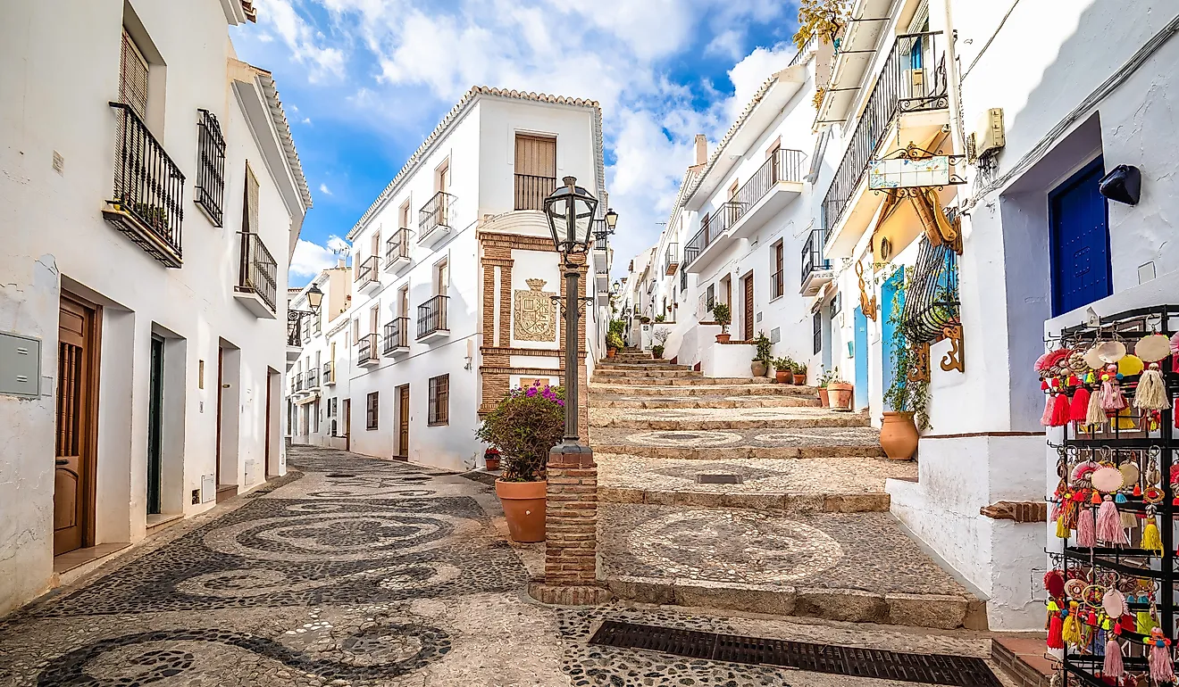 White village of Frigiliana street view, Andalusia region of Spain.
