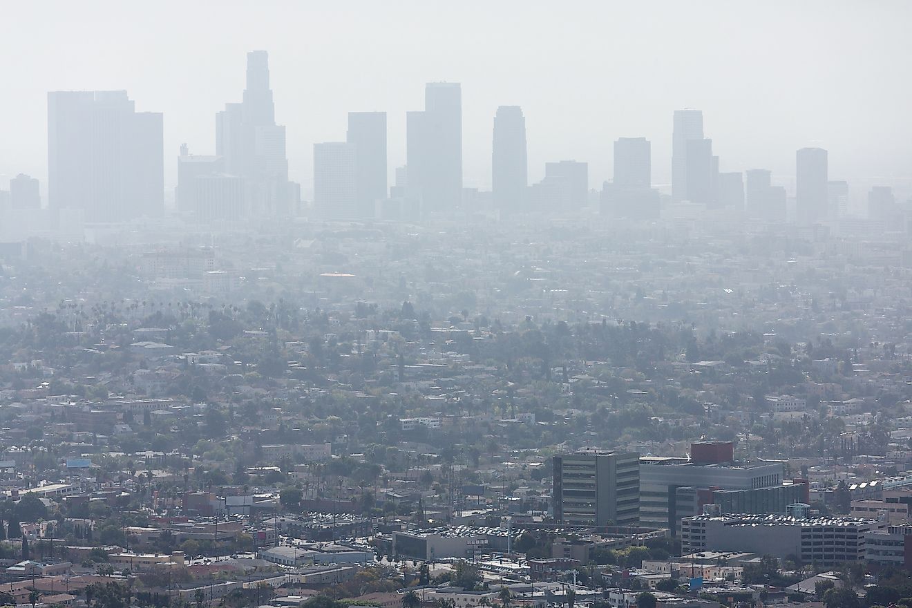 Smog hanging over the city of Los Angeles 