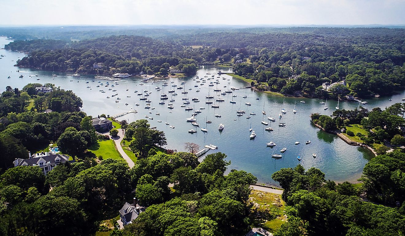 Manchester-by-the-Sea, Massachusetts, from above by drone.