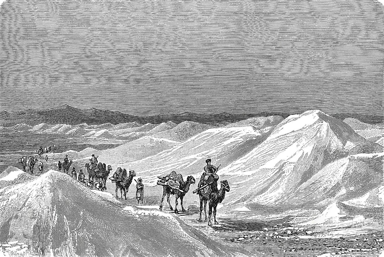 Mongolian Desert (Gobi) with Caravan