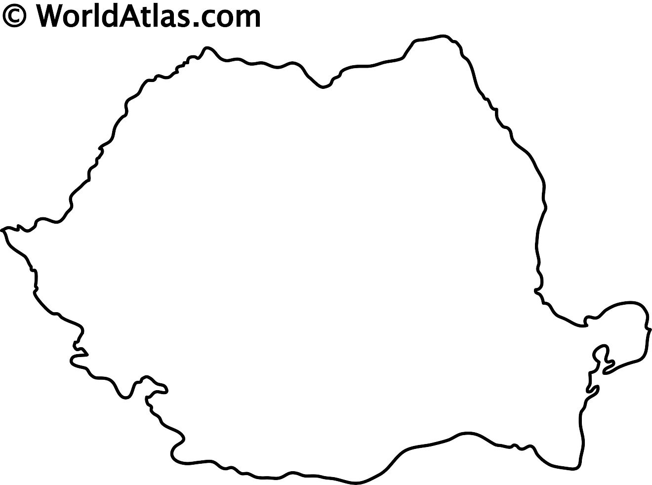Blank Outline Map of Romania