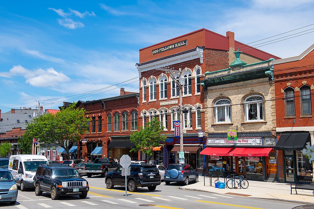 Odd Fellows Hall at 115 Water Street in historic town center of Exeter, New Hampshire