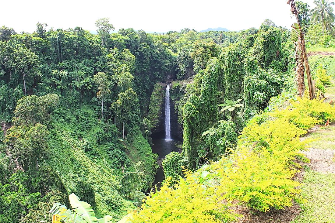 A waterfall in western Samoa. 