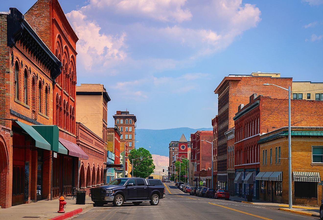 Downtown Butte, Montana, with charming historic buildings.