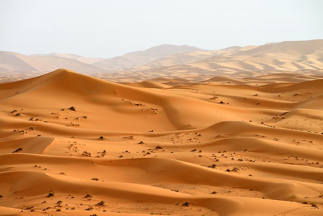 Sand dunes of the Sahara Desert in Morocco.