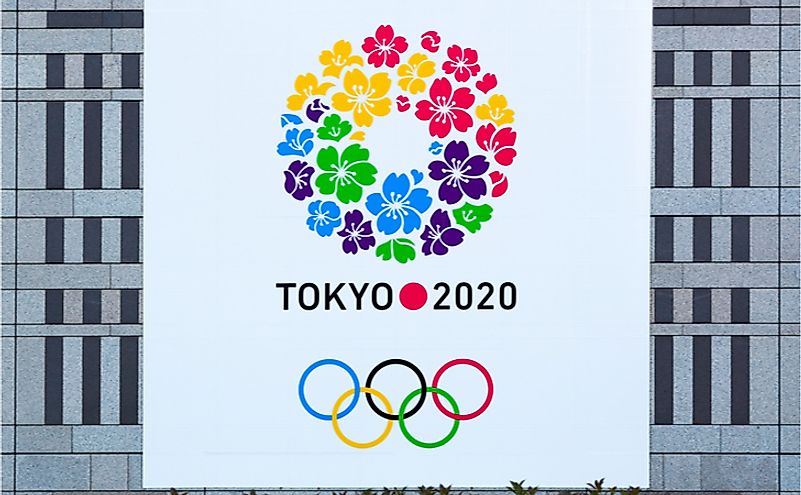 In 2020, Japan will be a host for Olympic game. This is a cheering flag for the event. Editorial credit: enchanted_fairy / Shutterstock.com