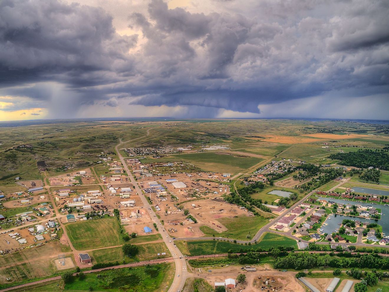 A view of Pierre - the State Capital of South Dakota on a stormy day. 