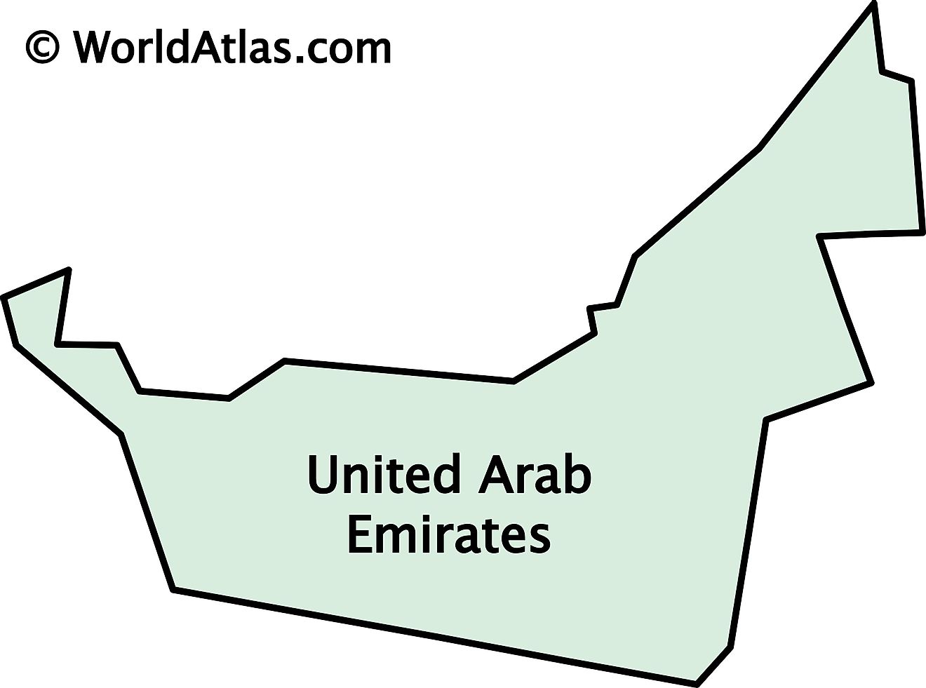 Mapa de contorno de los Emiratos Árabes Unidos (EAU)