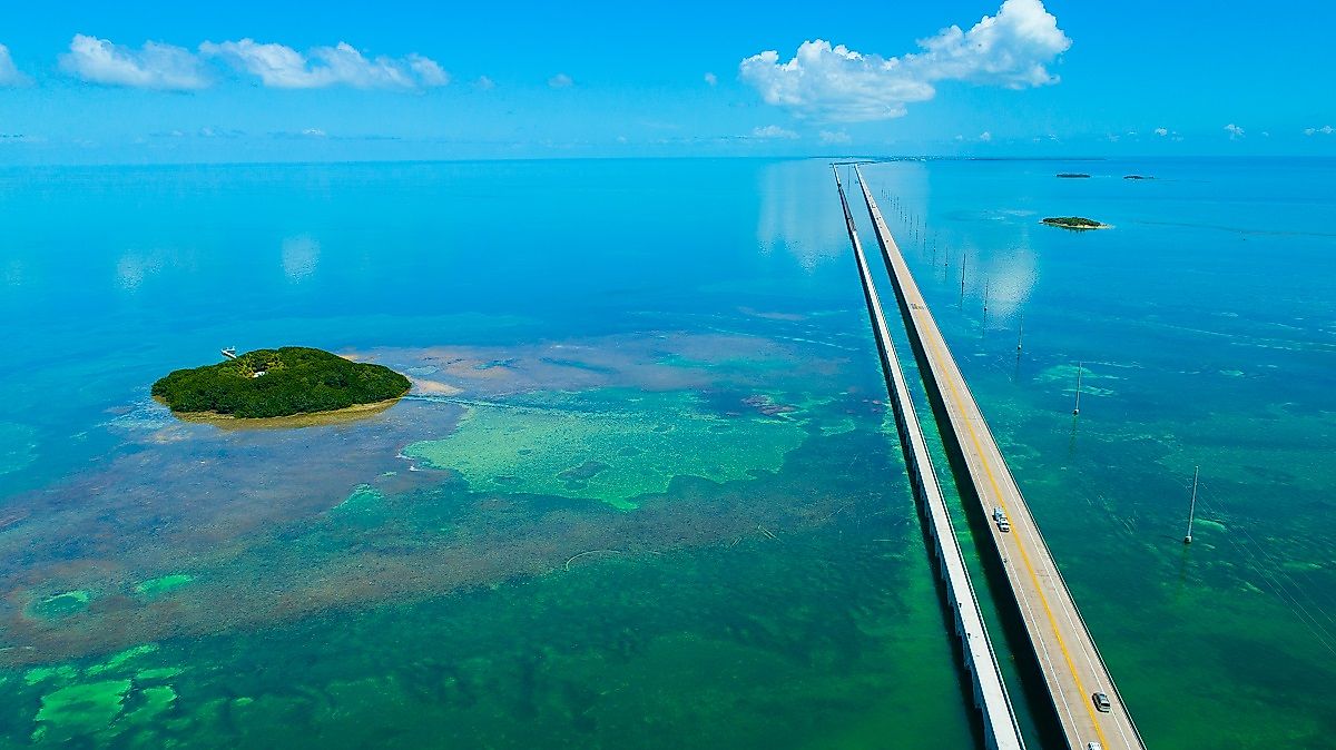 Aerial view of the Seven Mile Bridge, Florida.
