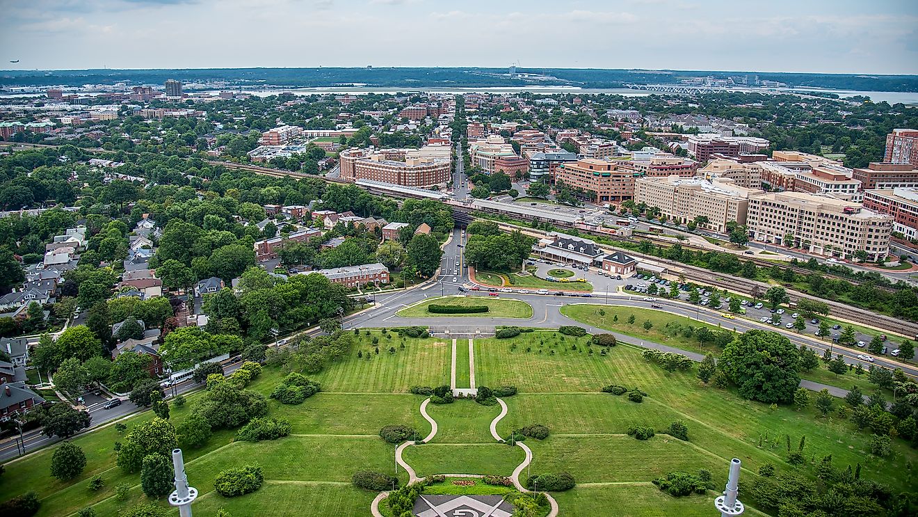 View from the Masonic Temple in Alexandria of Old Town and King Street.