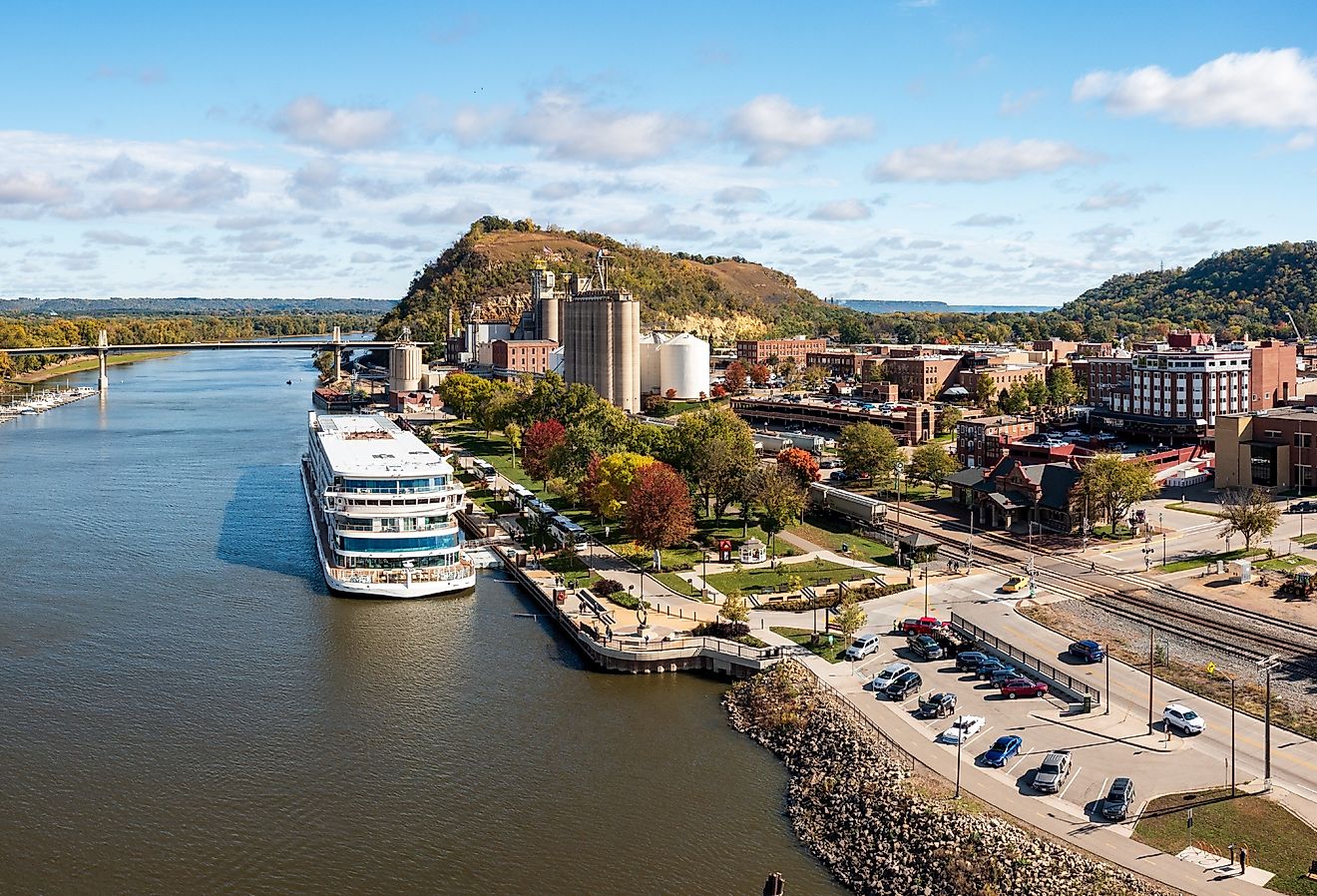 Aerial view of the town of Red Wing in Minnesota.