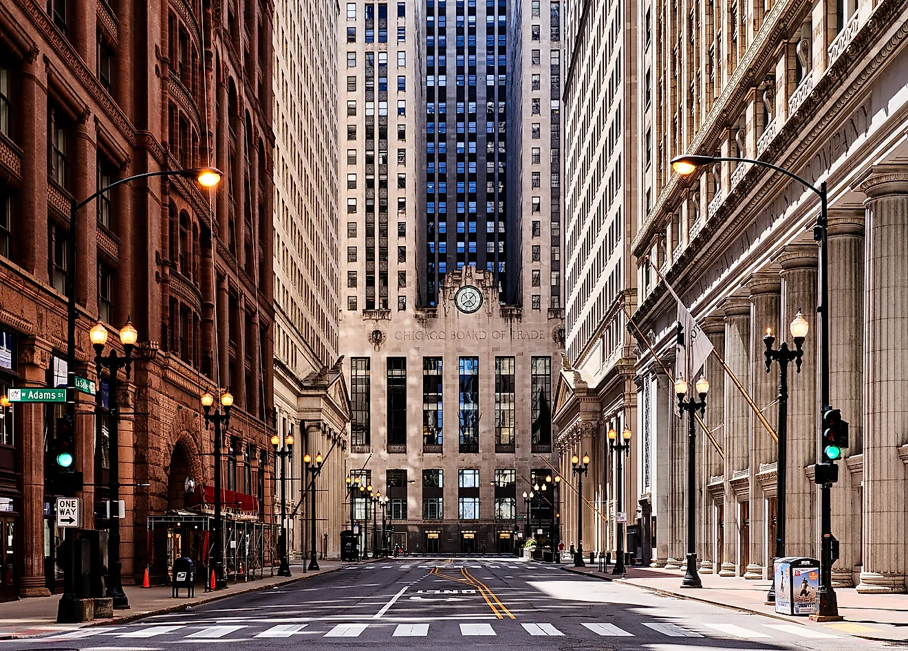 Corner of LaSalle & W. Adams St where the Home Insurance Building once stood, Chicago, Illinois. 