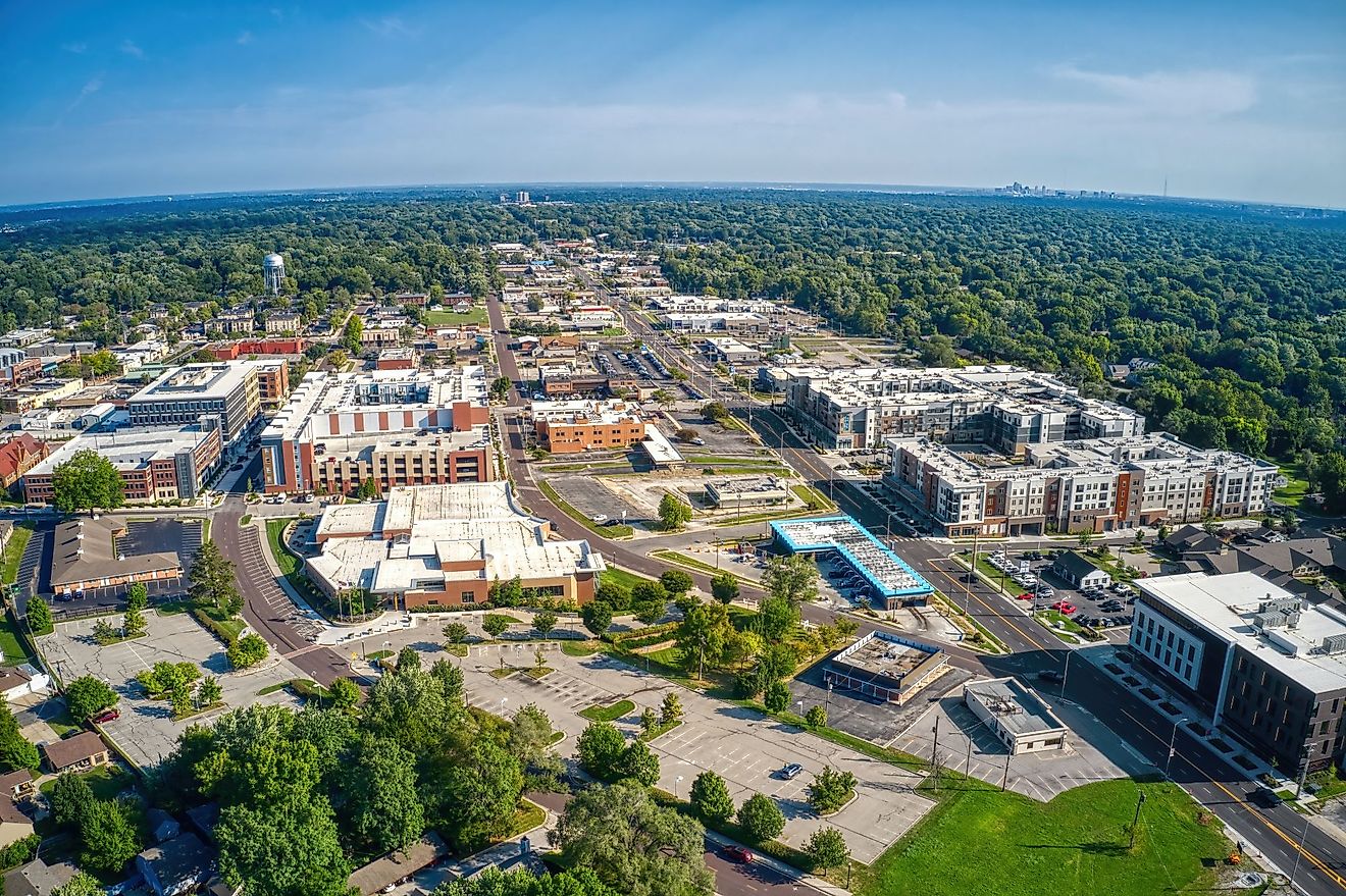 Aerial view of Overland Park, a suburb of Kansas City.