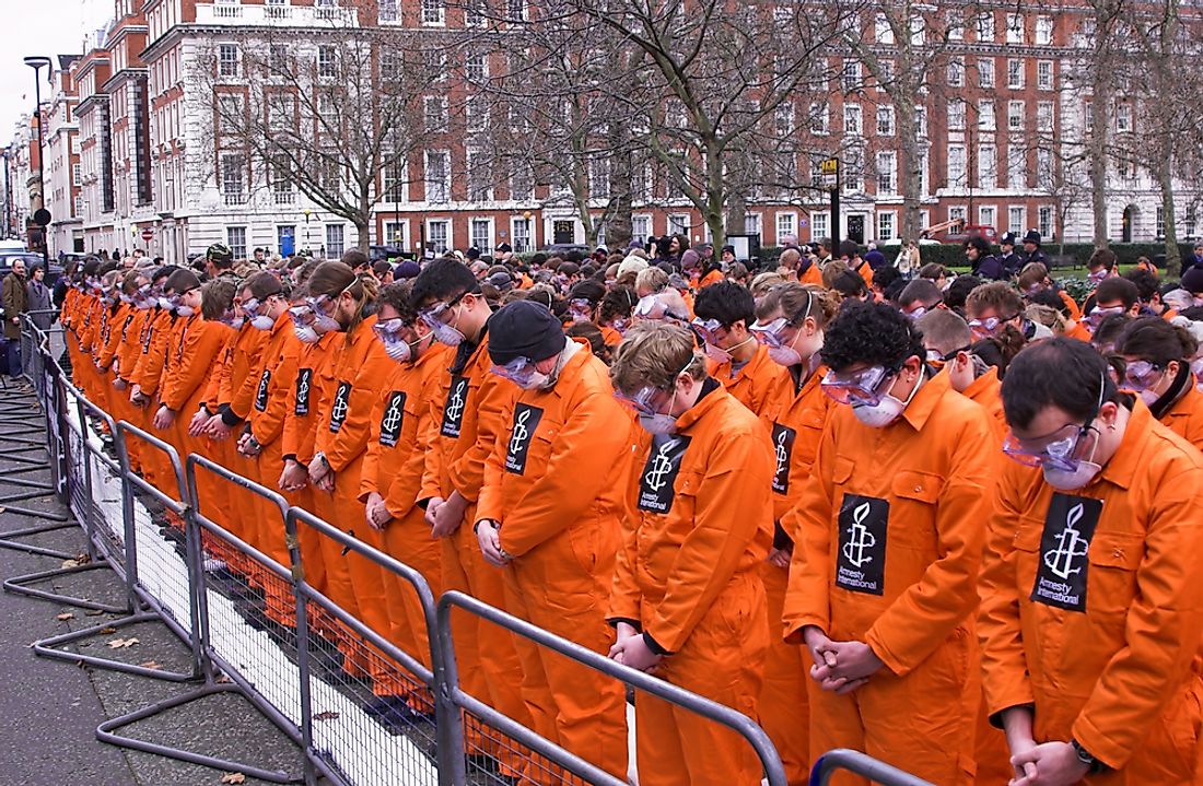 Protesters in London, England demand the closure of the Guantanamo Bay detention centre. Editorial credit: Pres Panayotov / Shutterstock.com