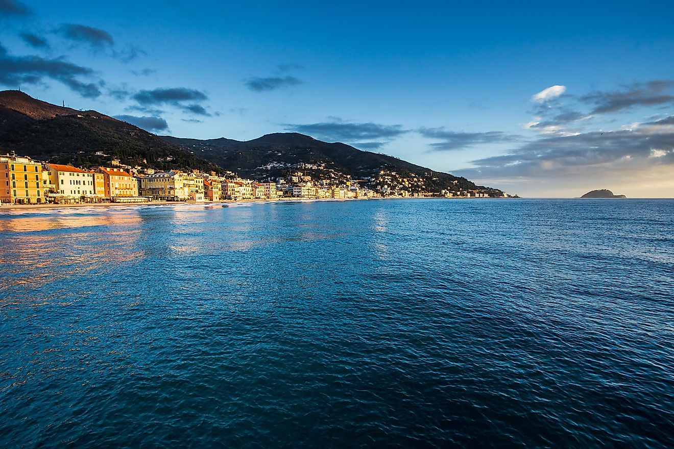 Alassia town on the Ligurian Sea coast.