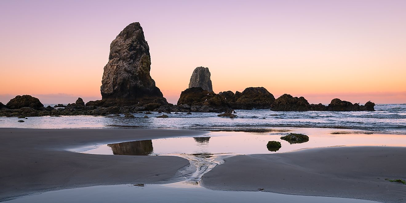 The Needles sea stacks at Cannon Beach, Oregon.
