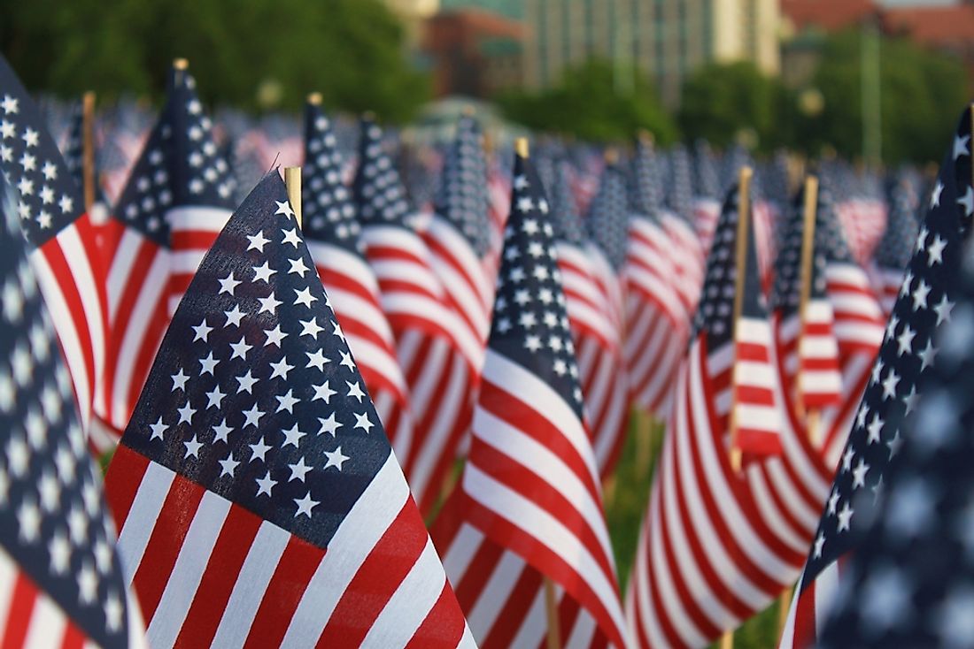 Memorial Day is generally represented by American flags. 