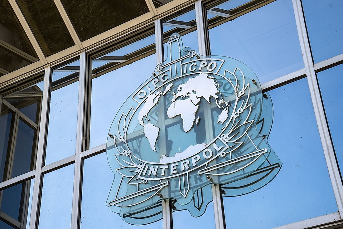 Sign at the Interpol headquarters Lyon, France.  in Editorial credit: HUANG Zheng / Shutterstock.com