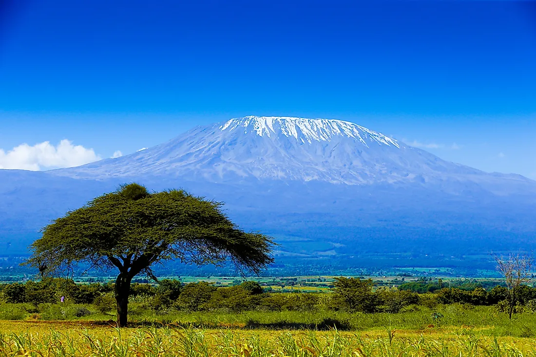 Kilimanjaro, a dormant stratovolcano, is the highest mountain in Africa. 