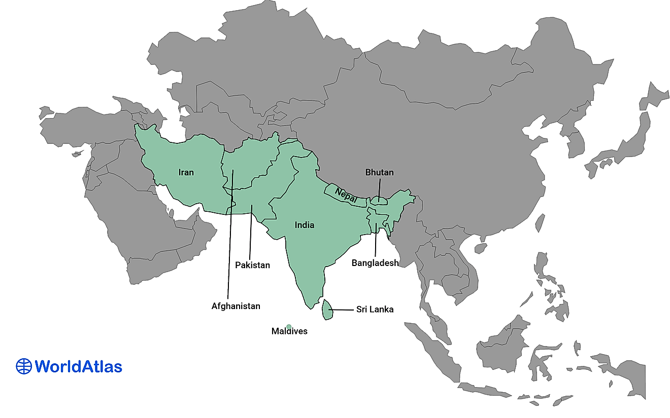 South Asia On World Map What Are The Five Regions Of Asia? - Worldatlas