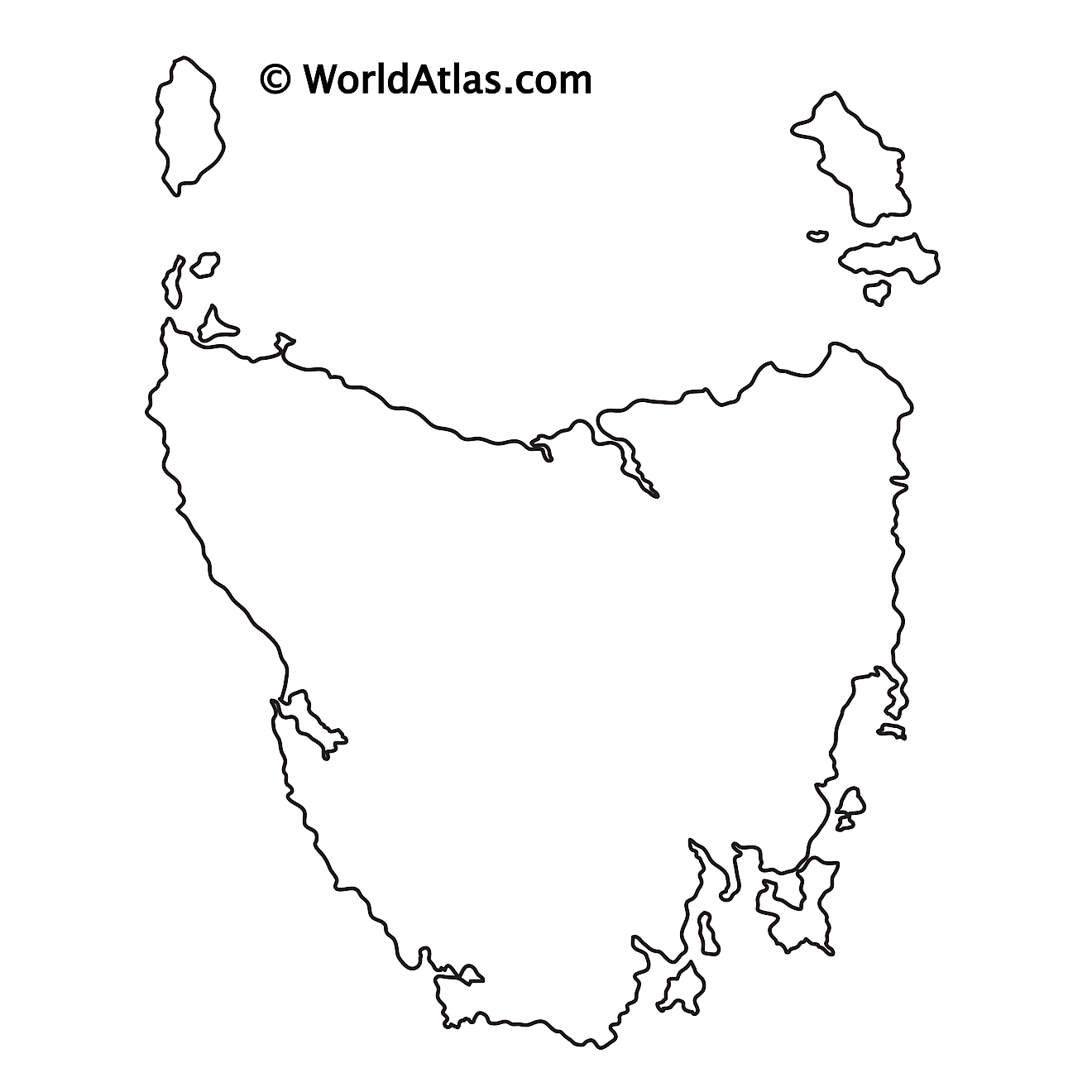 Blank Outline Map of Tasmania
