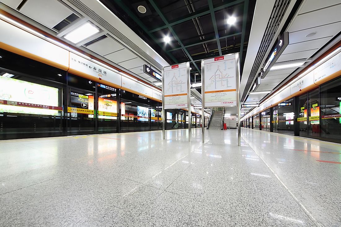 A tunnel in the Guangzhou metro is one of the longest tunnels in the world. Editorial credit: Pavel L Photo and Video / Shutterstock.com. 