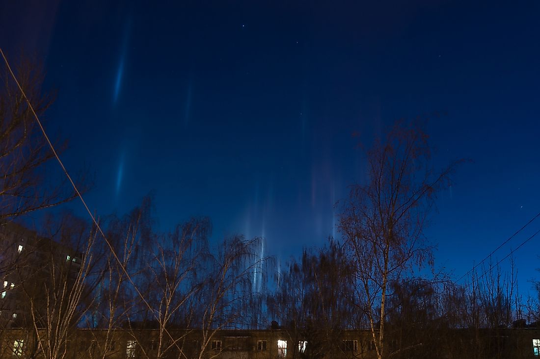 Light pillars in the wintertime. 