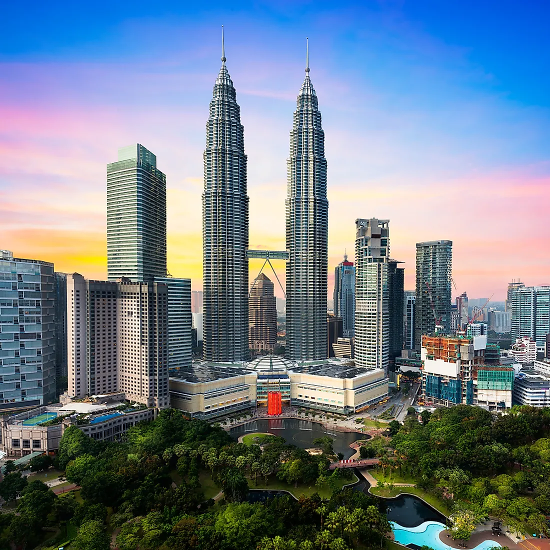 The Petronas Twin Towers, Kuala Lumpur, Malaysia.