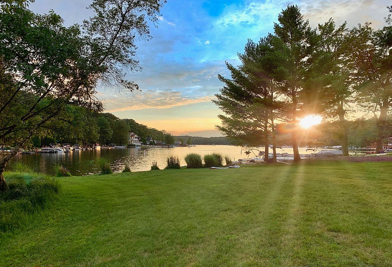 Sunset over Lake Harmony, Pennsylvania.