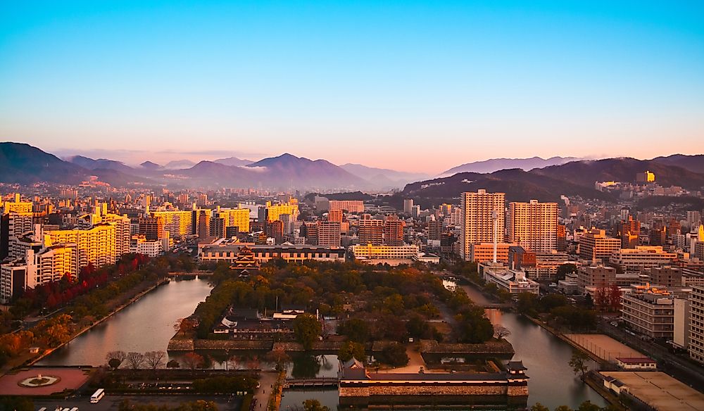 The city of Hiroshima on Honshu Island.