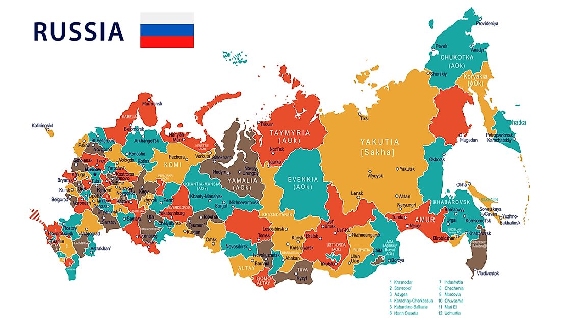 Map of the administrative divisions of Russia. 