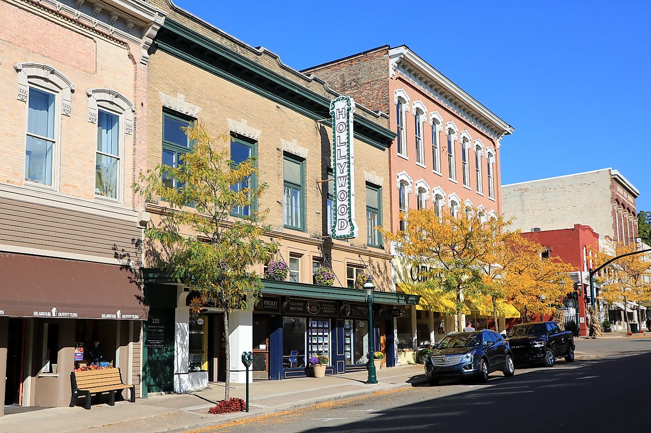 Downtown Petoskey, Michigan, in fall. Editorial credit: Thomas Barrat / Shutterstock.com.