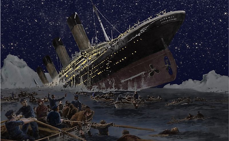 Sinking of the Titanic Illustration by German artist Willy Stower.