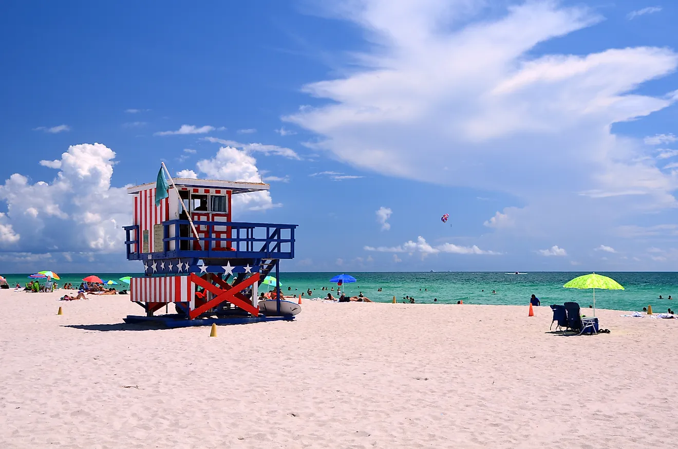 A lifeguards stand on South Beach, Miami Beach (Florida, USA). Credit: By Gzzz - Own work, CC BY-SA 4.0, https://commons.wikimedia.org/w/index.php?curid=51330277